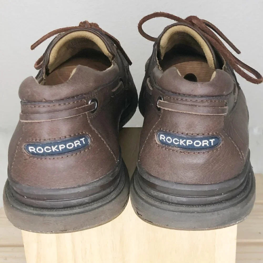 Rockport Adiprene By Adidas Tobacco Brown Leather Boat‎ Shoes Men's Size 10.5M